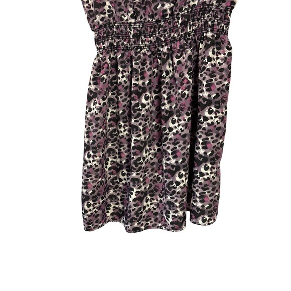 Y2K Lipstick One Shoulder Ruffle Leopard Print Mini Dress Smocked Waist Womens S - Picture 3 of 6